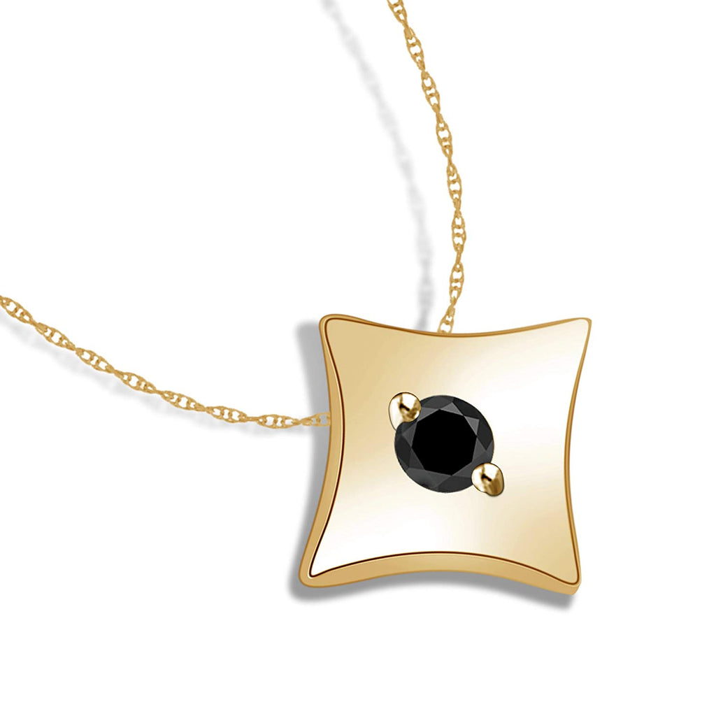 atjewels Black Zirconia Ace of Solitaire Pendant Without Chain in 18k Yellow Gold Plated 925 Sterling Silver MOTHER'S DAY SPECIAL OFFER - atjewels.in