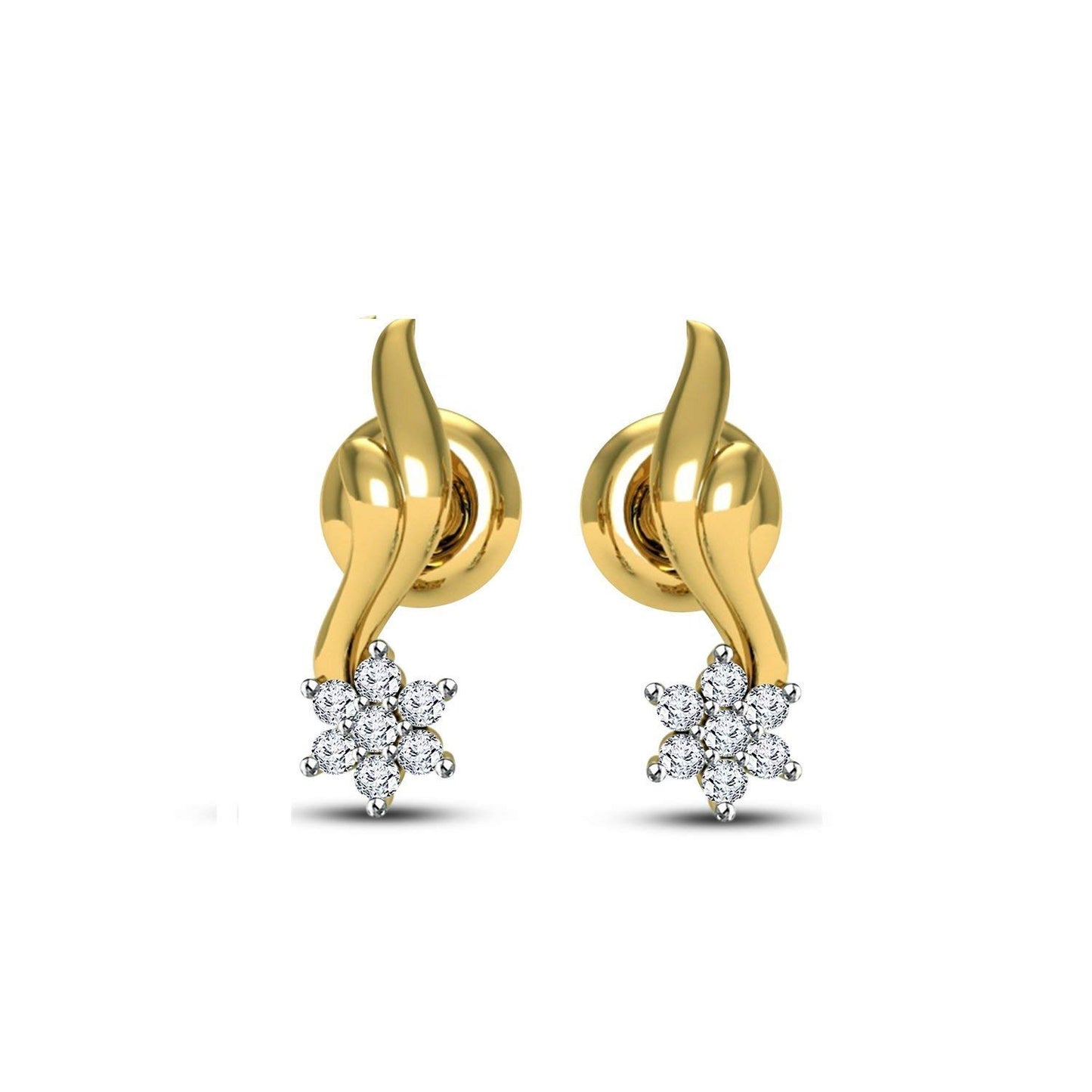 atjewels 18K Yellow Gold Plated On 925 Sterling Round Cut White CZ Post & Butterfly Stylish Stud Earring MOTHER'S DAY SPECIAL OFFER - atjewels.in