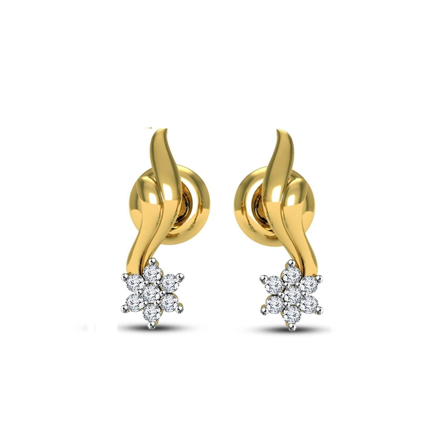 atjewels 18K Yellow Gold Plated On 925 Sterling Round Cut White CZ Post & Butterfly Stylish Stud Earring MOTHER'S DAY SPECIAL OFFER - atjewels.in