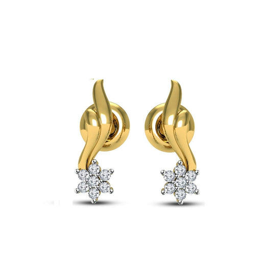 atjewels 18K Yellow Gold Plated On 925 Sterling Round Cut White CZ Post & Butterfly Stylish Stud Earring MOTHER'S DAY SPECIAL OFFER - atjewels.in