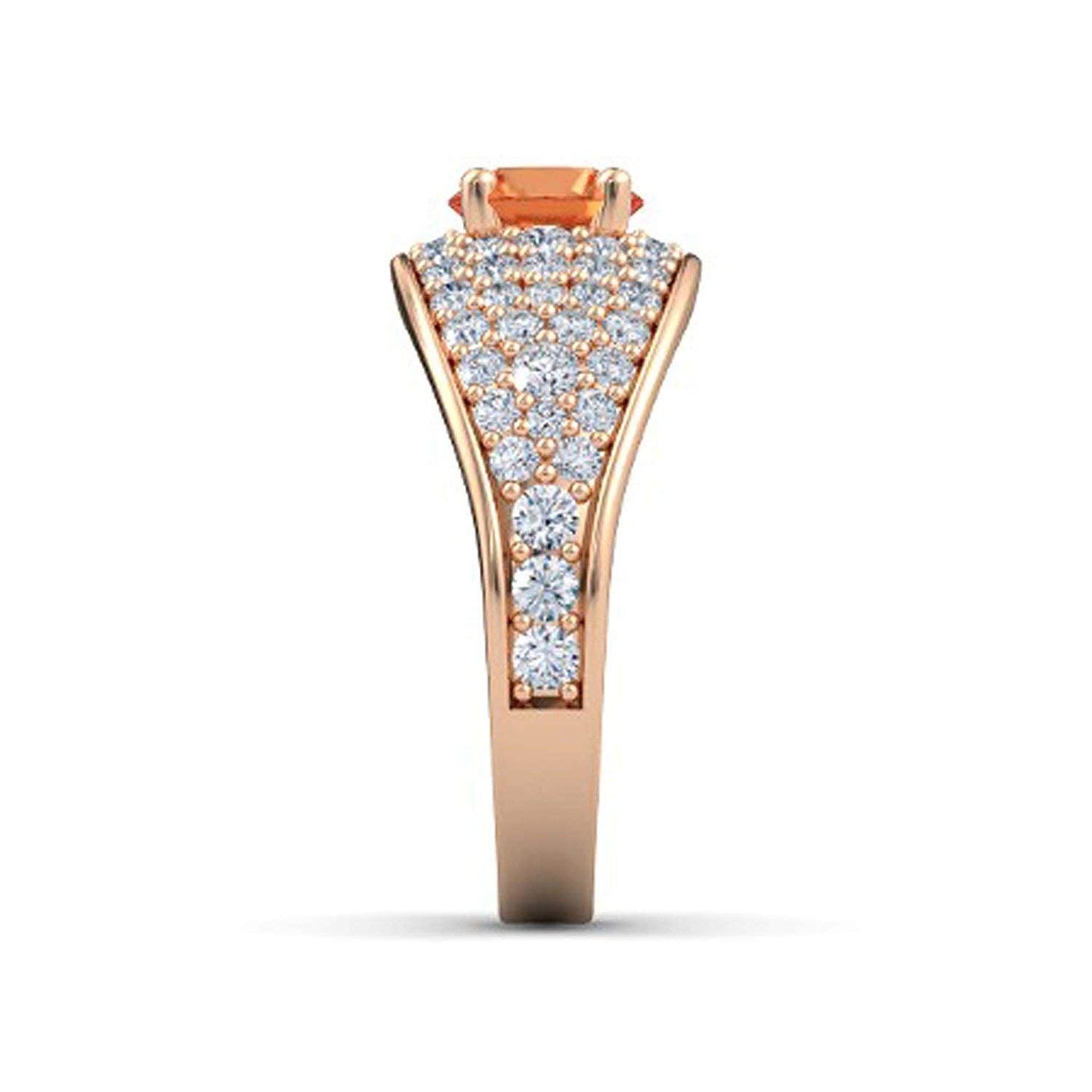 atjewels Round Cut Gemstone & White CZ 14k Rose Gold Over .925 Sterling Silver Solitaire w/ Accents Engagement Ring For Girl's and Women's For Navratri Special - atjewels.in