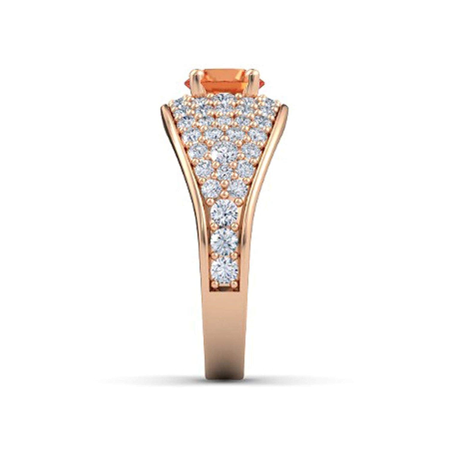 atjewels Round Cut Gemstone & White CZ 14k Rose Gold Over .925 Sterling Silver Solitaire w/ Accents Engagement Ring For Girl's and Women's For Navratri Special - atjewels.in