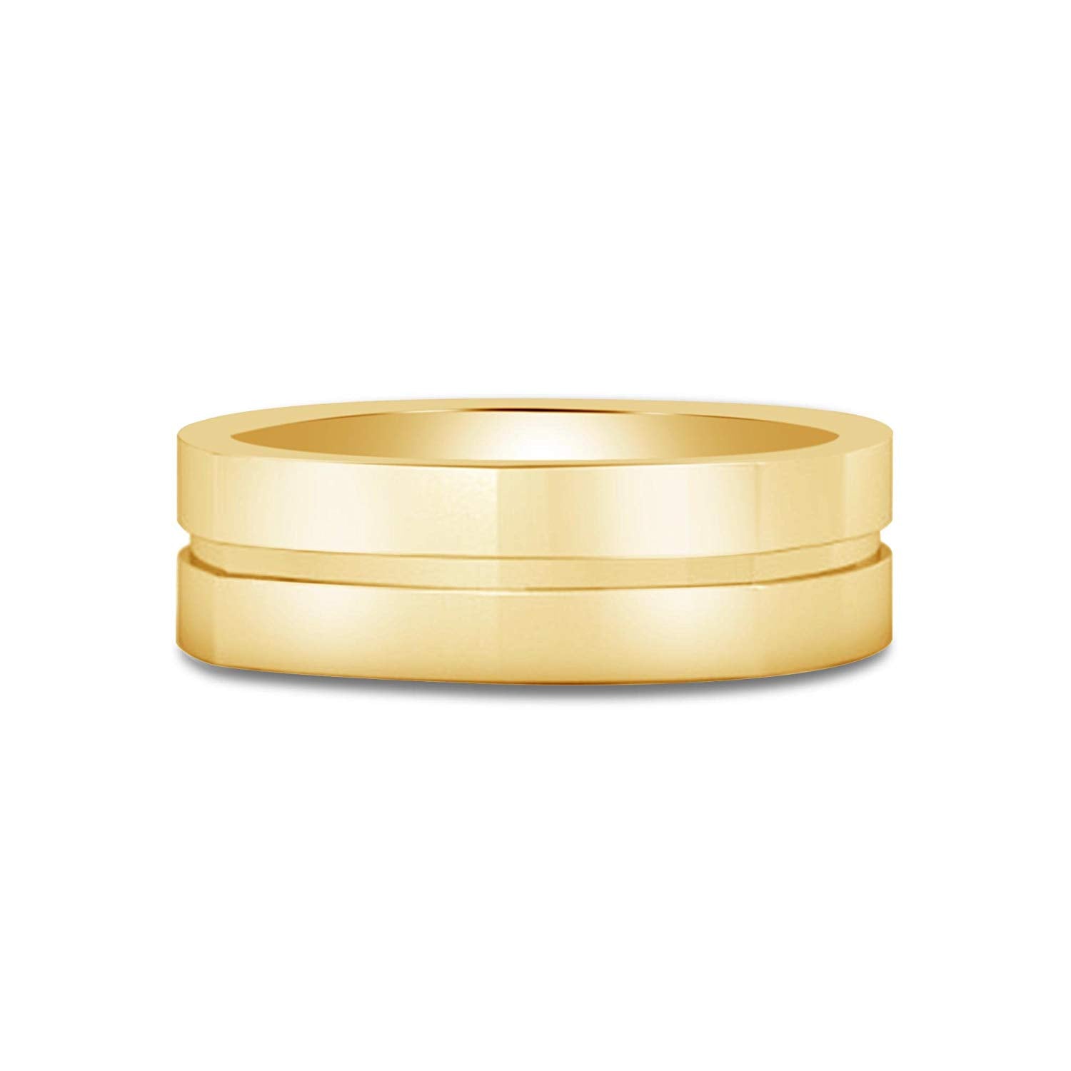 atjewels 18K Yellow Gold Over 925 Sterling Silver Plain Anniversary Band Ring For Men's MOTHER'S DAY SPECIAL OFFER - atjewels.in