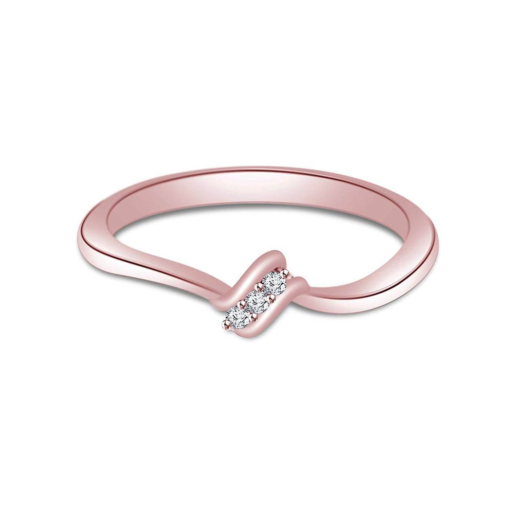 atjewels 14K Rose Gold Over Sterling Round White CZ in Prong Set Three Stone Ring for Women's MOTHER'S DAY SPECIAL OFFER - atjewels.in