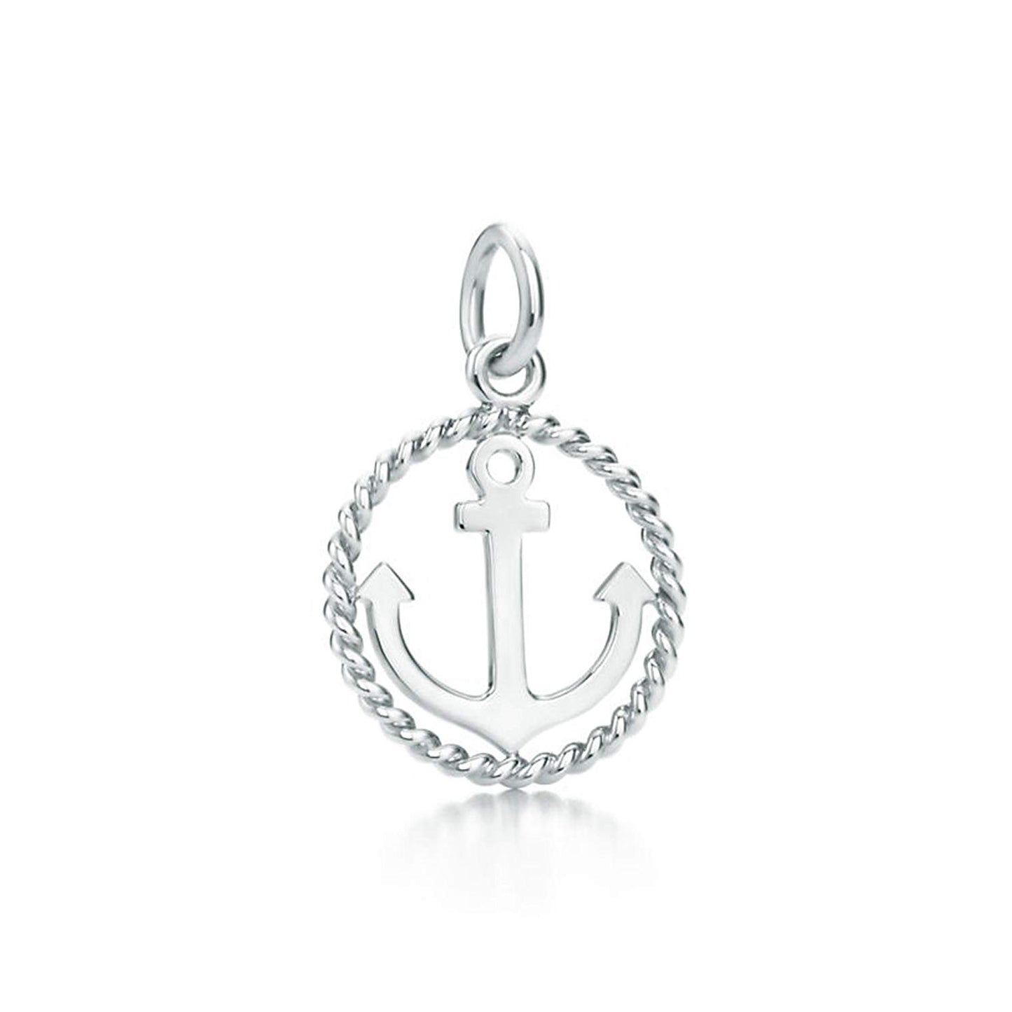 atjewels Christmas Speacial 14K White Gold Over 925 Silver Round White CZ Anchor Pendant MOTHER'S DAY SPECIAL OFFER - atjewels.in