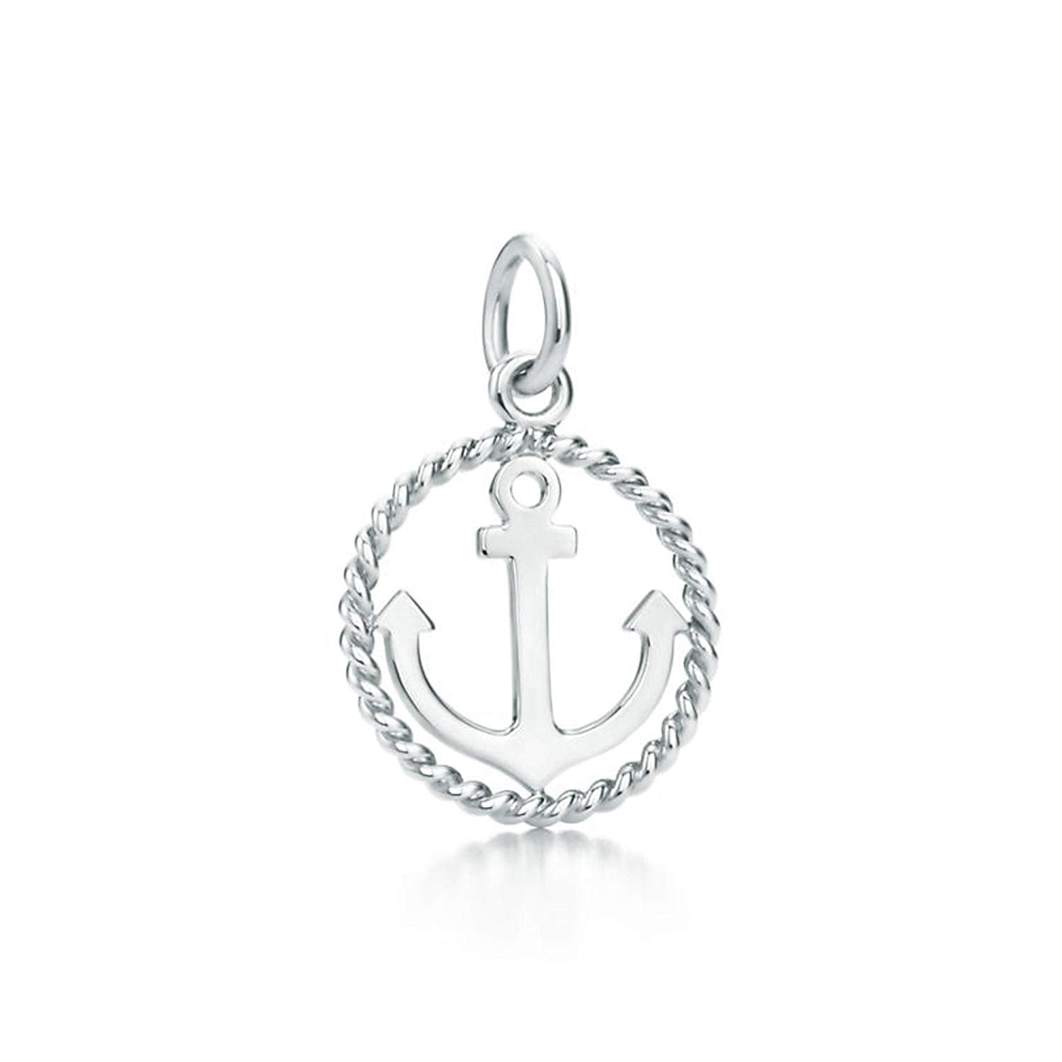 atjewels Christmas Speacial 14K White Gold Over 925 Silver Round White CZ Anchor Pendant MOTHER'S DAY SPECIAL OFFER - atjewels.in
