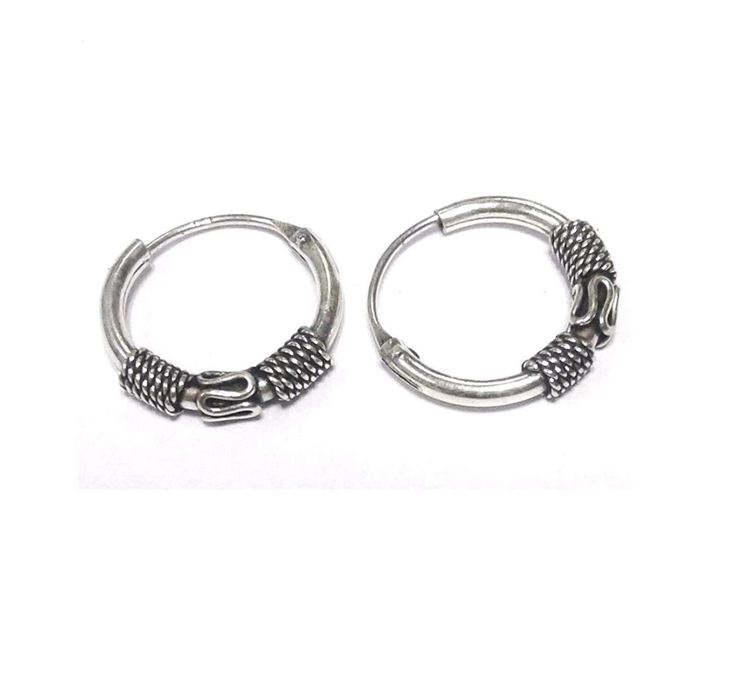 atjewels Oxidised .925 Sterling Silver Hoop Earrings For Girl's and Women's For MOTHER'S DAY SPECIAL OFFER - atjewels.in