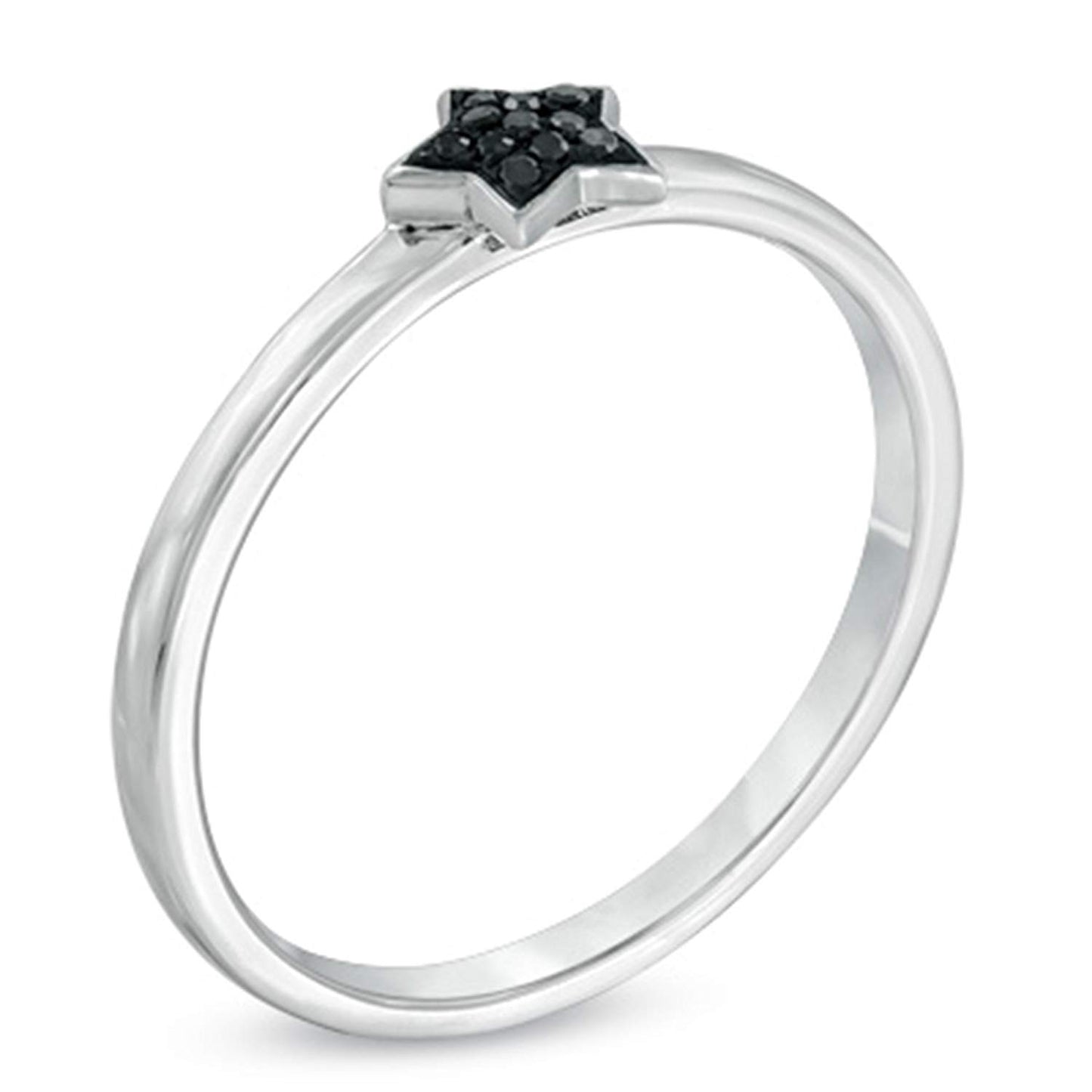 atjewels 14K White Gold Over 925 Sterling Silver Round Black Zirconia Star Ring For Women's MOTHER'S DAY SPECIAL OFFER - atjewels.in