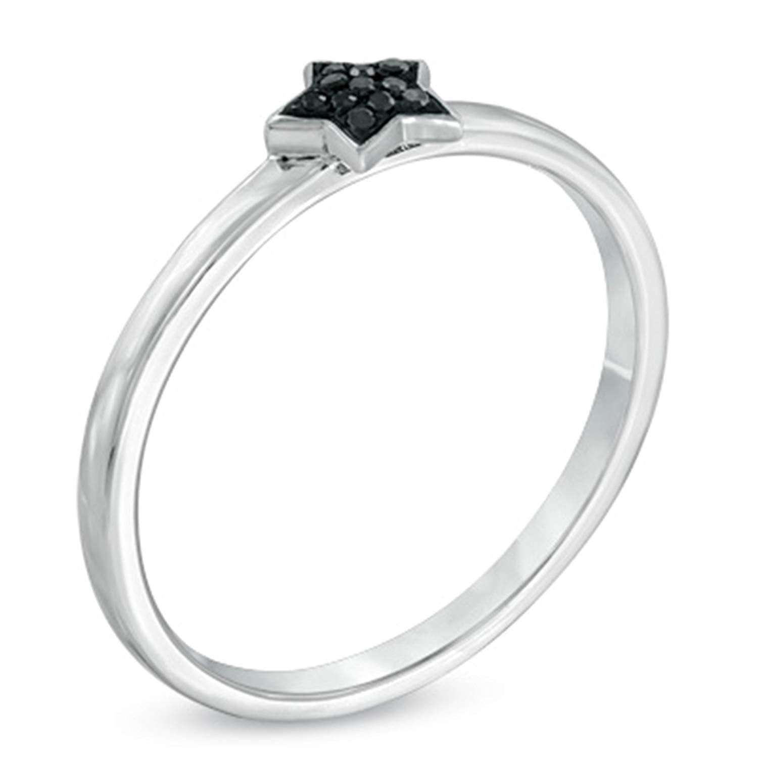 atjewels 14K White Gold Over 925 Sterling Silver Round Black Zirconia Star Ring For Women's MOTHER'S DAY SPECIAL OFFER - atjewels.in