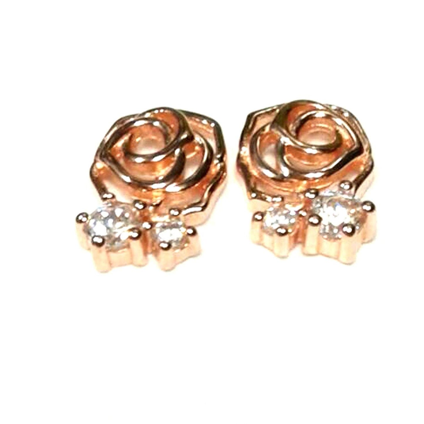 atjewels Round Cut White CZ 14k Rose Gold Over 925 Sterling Silver Rose Flower Stud Earrings For Girl's and Women's For MOTHER'S DAY SPECIAL OFFER - atjewels.in