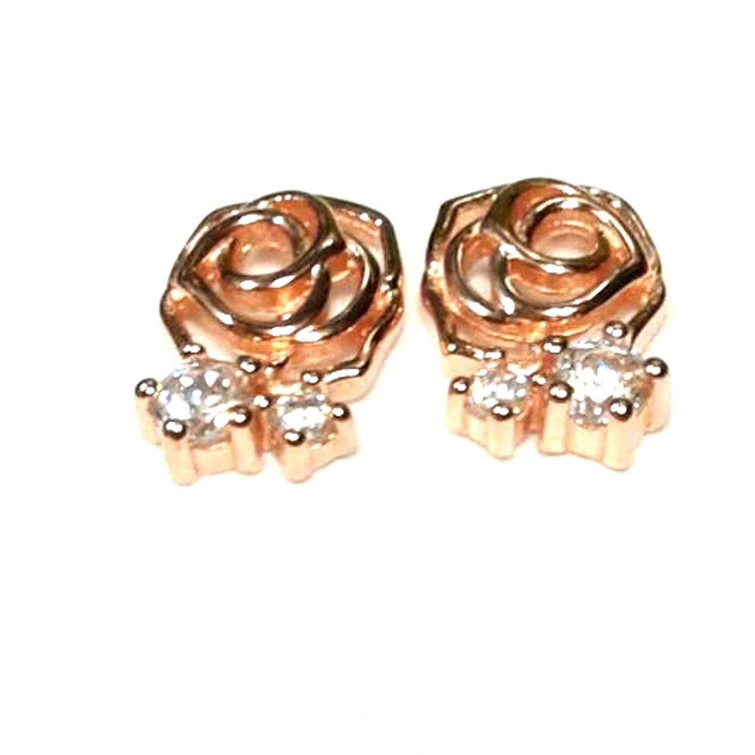 atjewels Round Cut White CZ 14k Rose Gold Over 925 Sterling Silver Rose Flower Stud Earrings For Girl's and Women's For MOTHER'S DAY SPECIAL OFFER - atjewels.in