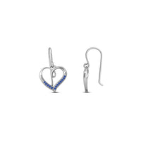 atjewels 14K White Gold Plated on 925 Silver Round Blue Sapphire Heart Hook Earrings for Women's MOTHER'S DAY SPECIAL OFFER - atjewels.in