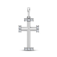 925 Sterling Silver Round White Cubic Zirconia Cross Pendant Without Chain MOTHER'S DAY SPECIAL OFFER - atjewels.in