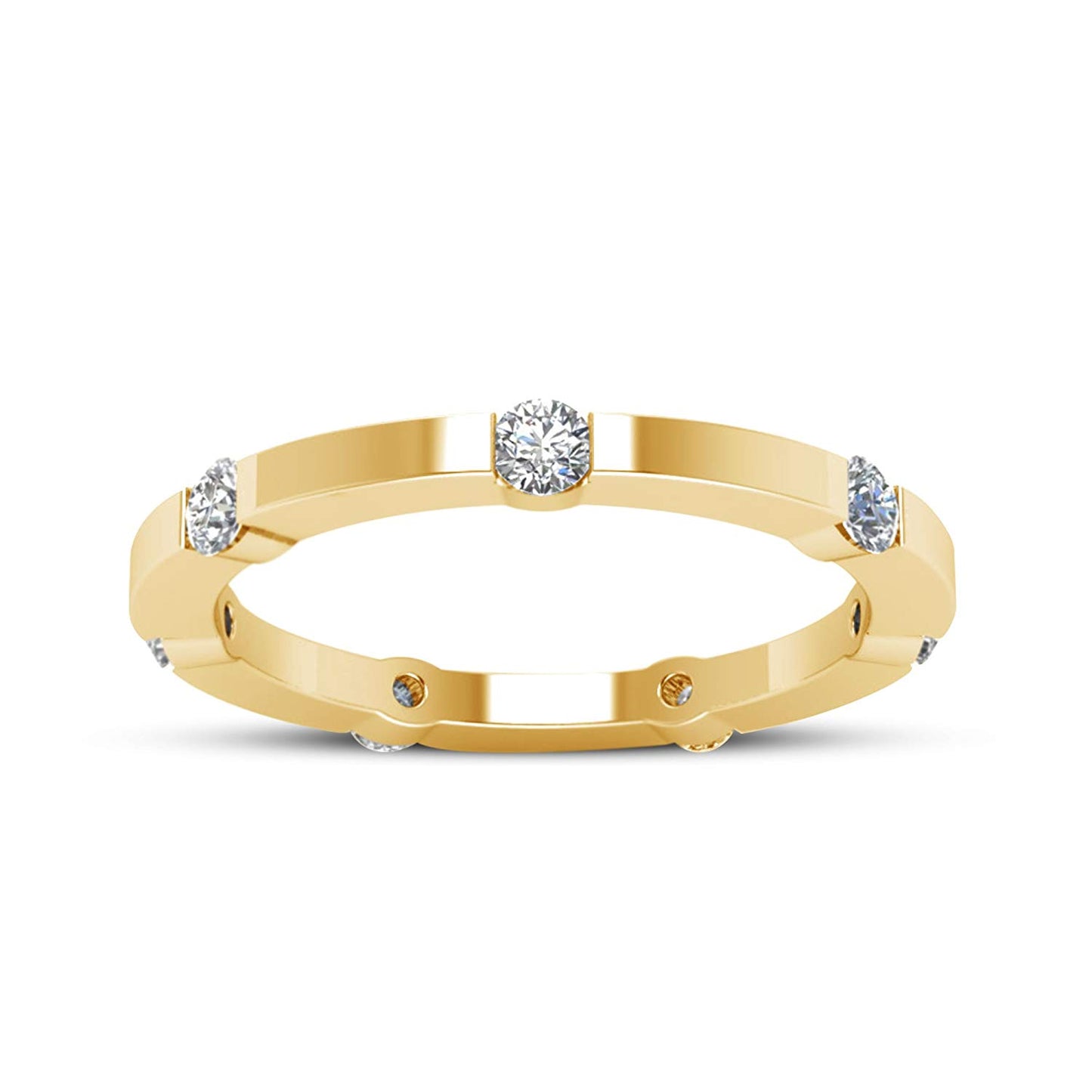 atjewels 18K Yellow Gold Over 925 Sterling Silver Round White CZ Eternity Band Ring MOTHER'S DAY SPECIAL OFFER - atjewels.in