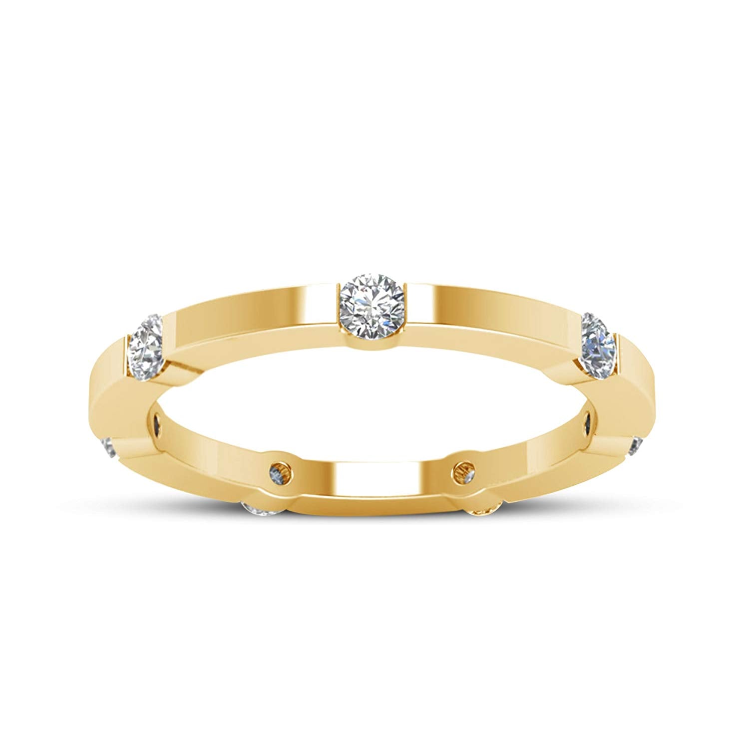 atjewels 18K Yellow Gold Over 925 Sterling Silver Round White CZ Eternity Band Ring MOTHER'S DAY SPECIAL OFFER - atjewels.in