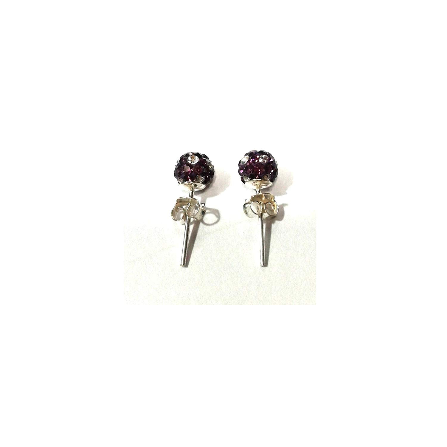 atjewels Round Cut Crystal Sterling Silver Pave Ball Stud Earrings, Crystal Fireball Disco Ball Earrings 1 Pair For Girl's and Women's Fancy Party Wear Earrings - atjewels.in