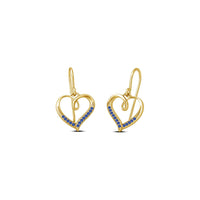 atjewels 14K Yellow Gold Plated on 925 Silver Round Blue Sapphire Heart Hook Earrings for Women's MOTHER'S DAY SPECIAL OFFER - atjewels.in