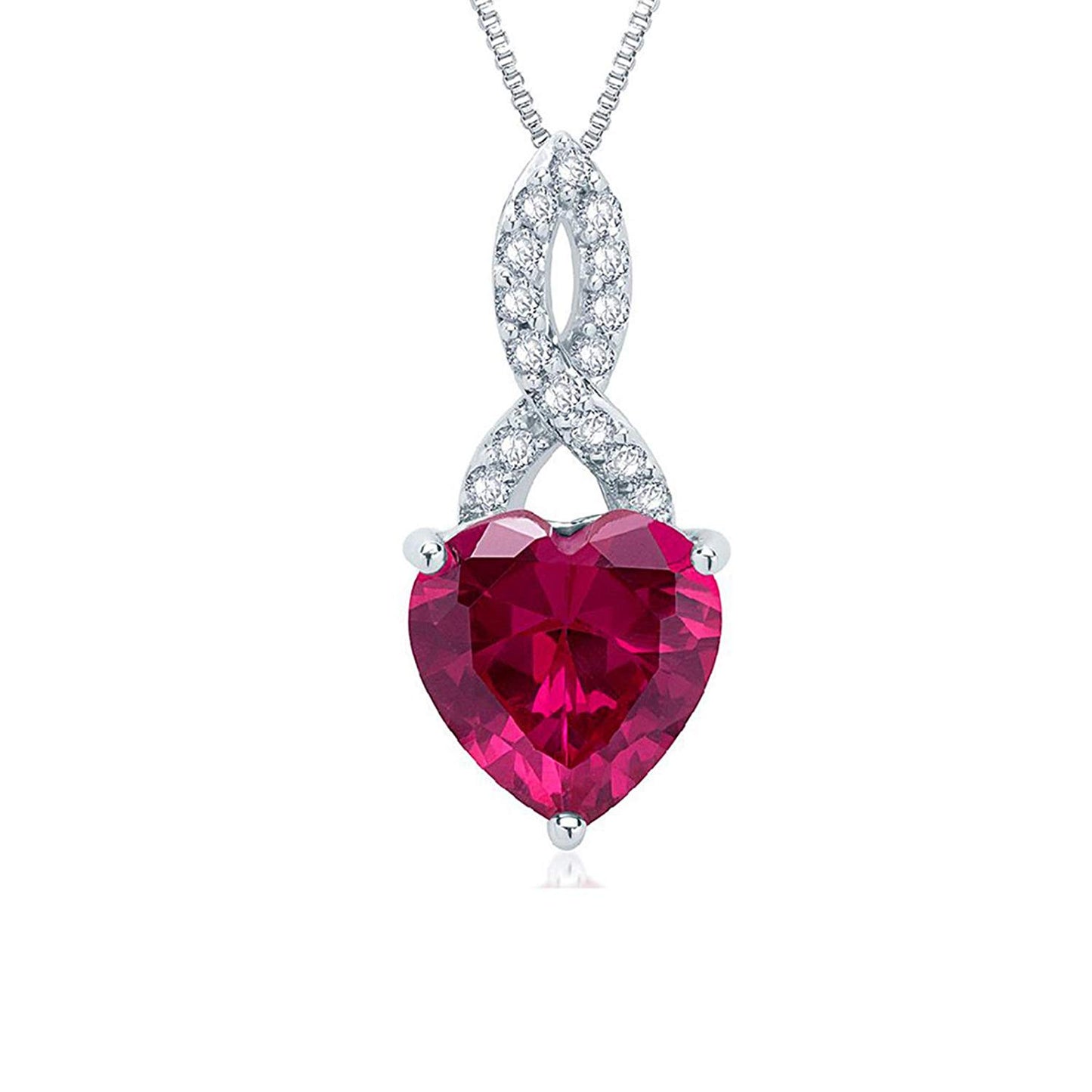 atjewels Heart-shaped & Round Cut Red Ruby & White CZ .925 Sterling Silver Forever Earrings, Ring & Pendant Jewelry Set For Women's/Girl's For Ganesh Chaturthi Special - atjewels.in