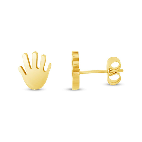 atjewels 14k Yellow Gold Plated .925 Sterling Silver Hand stud Earrings MOTHER'S DAY SPECIAL OFFER - atjewels.in