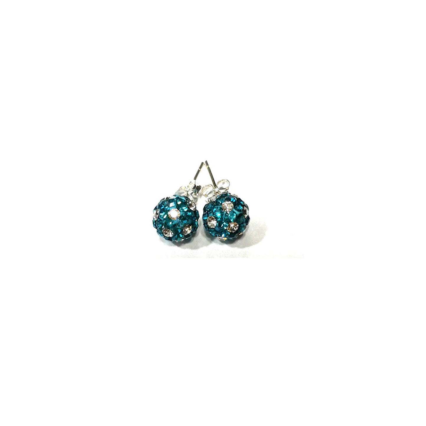 atjewels Round Cut Crystal Sterling Silver Pave Ball Stud Earrings, Crystal Fireball Disco Ball Earrings 1 Pair For Girl's and Women's Fancy Party Wear Earrings - atjewels.in
