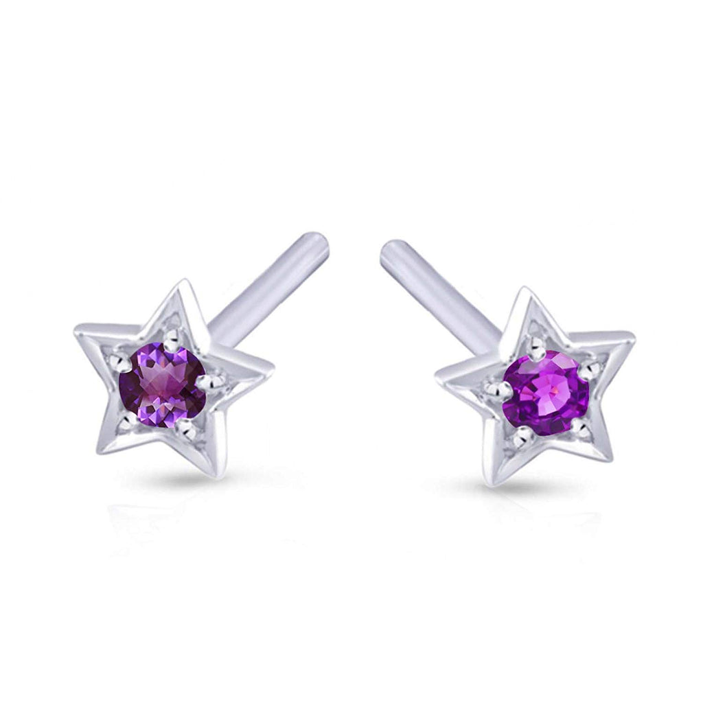 atjewels .925 Sterling Silver Round Cut Amethyst Star Stud Earrings For Women's MOTHER'S DAY SPECIAL OFFER - atjewels.in