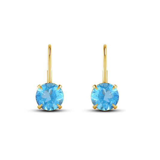 atjewels Yellow Gold Plated 925 Sterling Silver Aquamarine Lever Back Dangle Earrings MOTHER'S DAY SPECIAL OFFER - atjewels.in