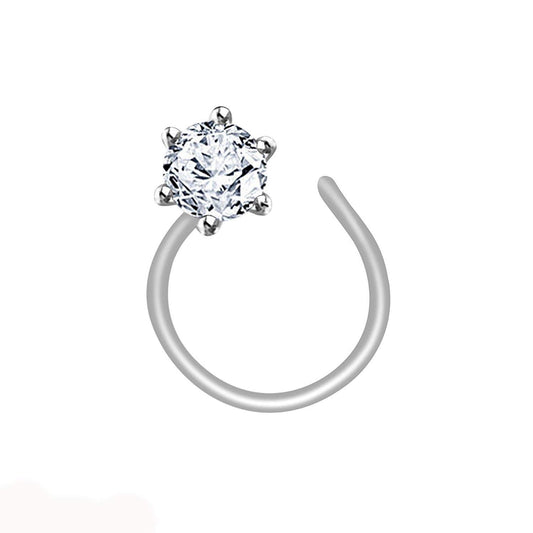 atjewels 925 Sterling Silver Round Cut White CZ Nose Pin For Women's MOTHER'S DAY SPECIAL OFFER - atjewels.in