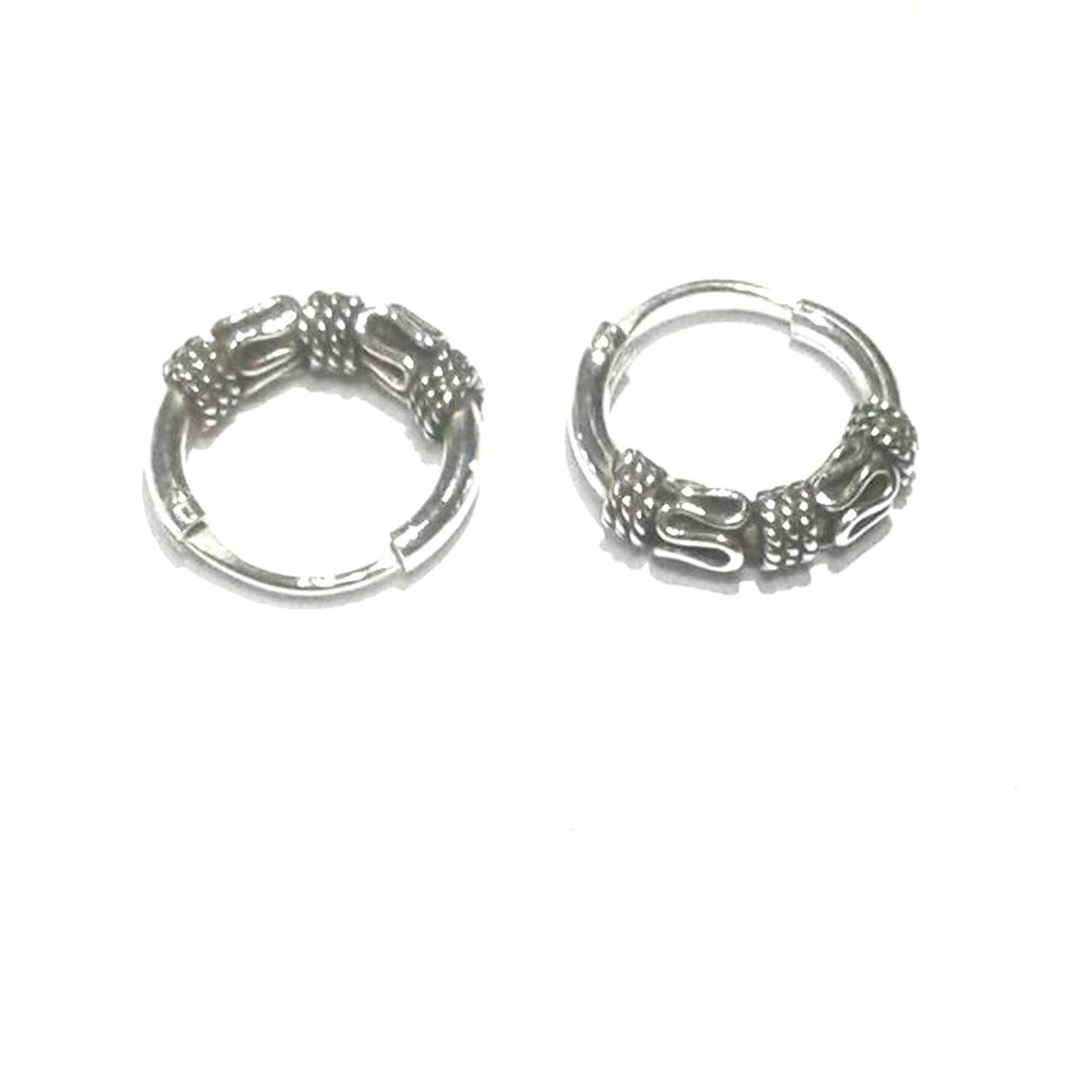 atjewels Oxidised .925 Sterling Silver Hoop Earrings For Girl's and Women's For MOTHER'S DAY SPECIAL OFFER - atjewels.in