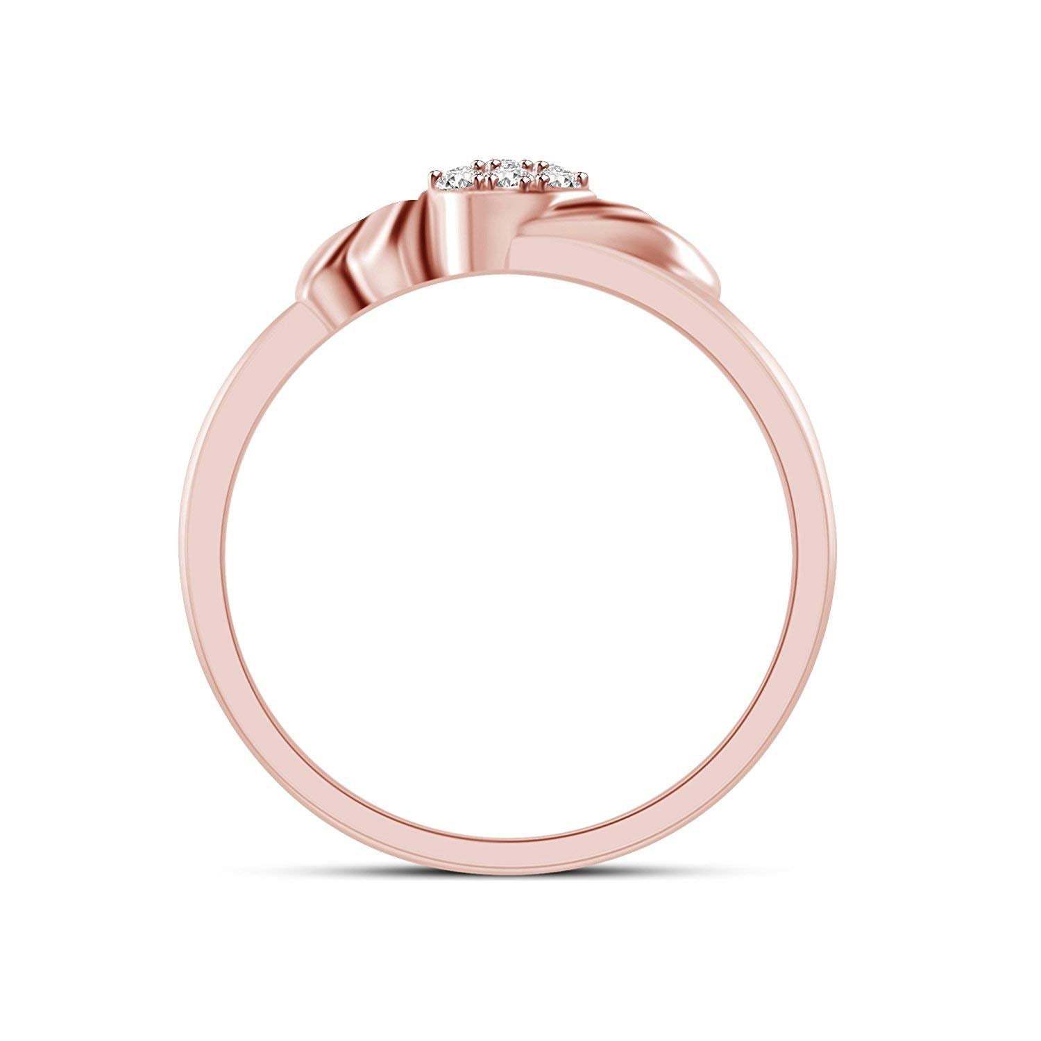 atjewels Round Cut White CZ 14k Rose Gold Over .925 Sterling Silver Bypass Ring For Women's and Girl's - atjewels.in