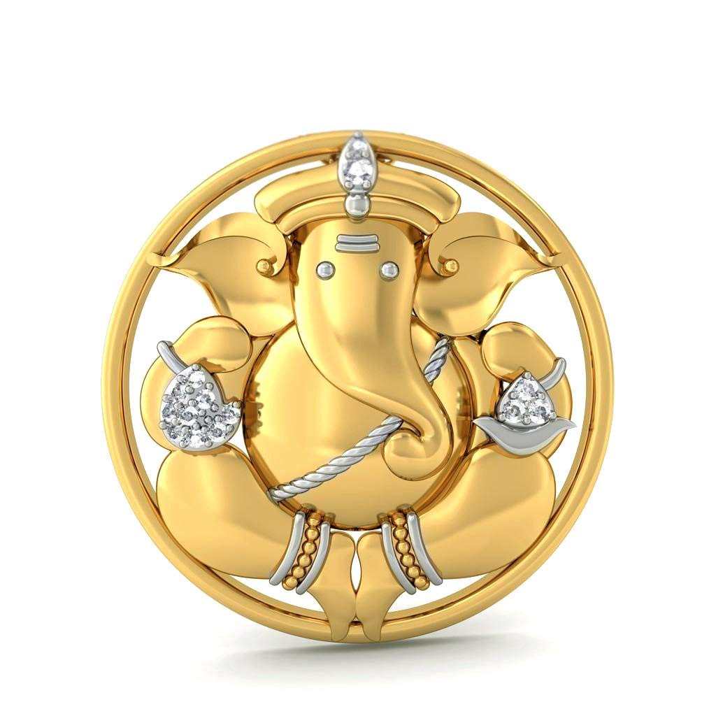 atjewels 18K Yellow & White Gold Plated on .925 Sterling Silver White CZ Round Vakratunda Pendant For Men's & Women's MOTHER'S DAY SPECIAL OFFER - atjewels.in