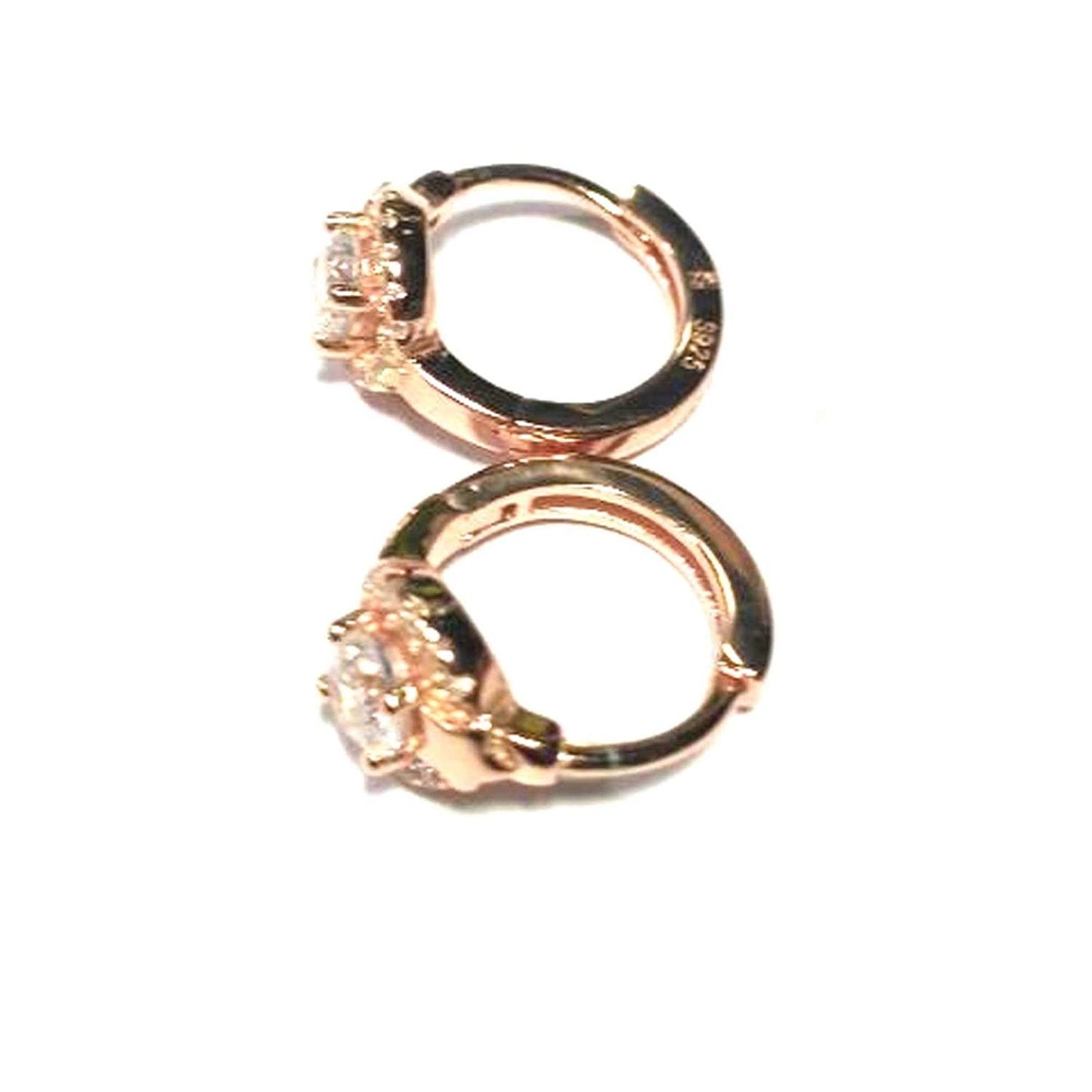 atjewels Round Cut White CZ 14k Rose Gold Over 925 Sterling Silver Hoop Earrings For Girl's and Women's For MOTHER'S DAY SPECIAL OFFER - atjewels.in