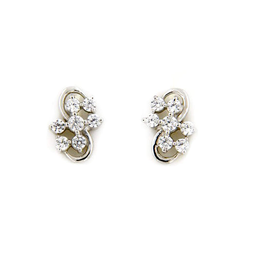atjewels 18k White Gold Plated 925 Sterling Silver Round White Cubic Zirconia Floral Stud Earrings MOTHER'S DAY SPECIAL OFFER - atjewels.in