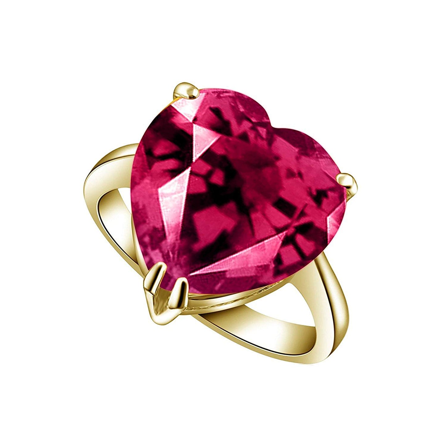 atjewels Heart Cut Pink Sapphire 14k Yellow Gold Plated Sterling Silver Heart Ring For Women's & Girl's MOTHER'S DAY SPECIAL OFFER - atjewels.in