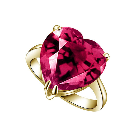 atjewels Heart Cut Pink Sapphire 14k Yellow Gold Plated Sterling Silver Heart Ring For Women's & Girl's MOTHER'S DAY SPECIAL OFFER - atjewels.in