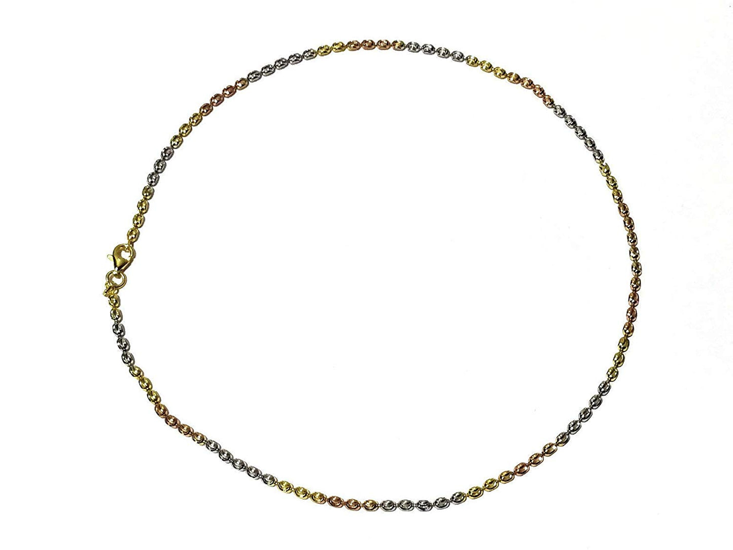 ATJewels 14k Tri-Tone Gold Over 925 Sterling Silver Oval Bar Link 16" Unisex Necklace - atjewels.in