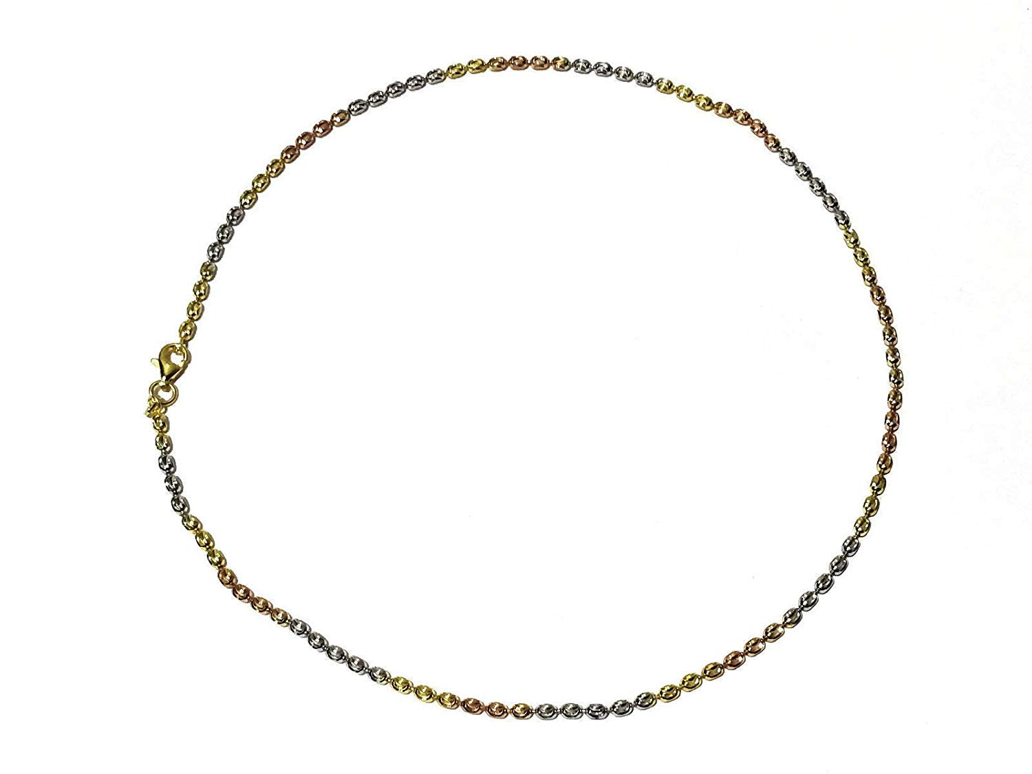 ATJewels 14k Tri-Tone Gold Over 925 Sterling Silver Oval Bar Link 16" Unisex Necklace - atjewels.in