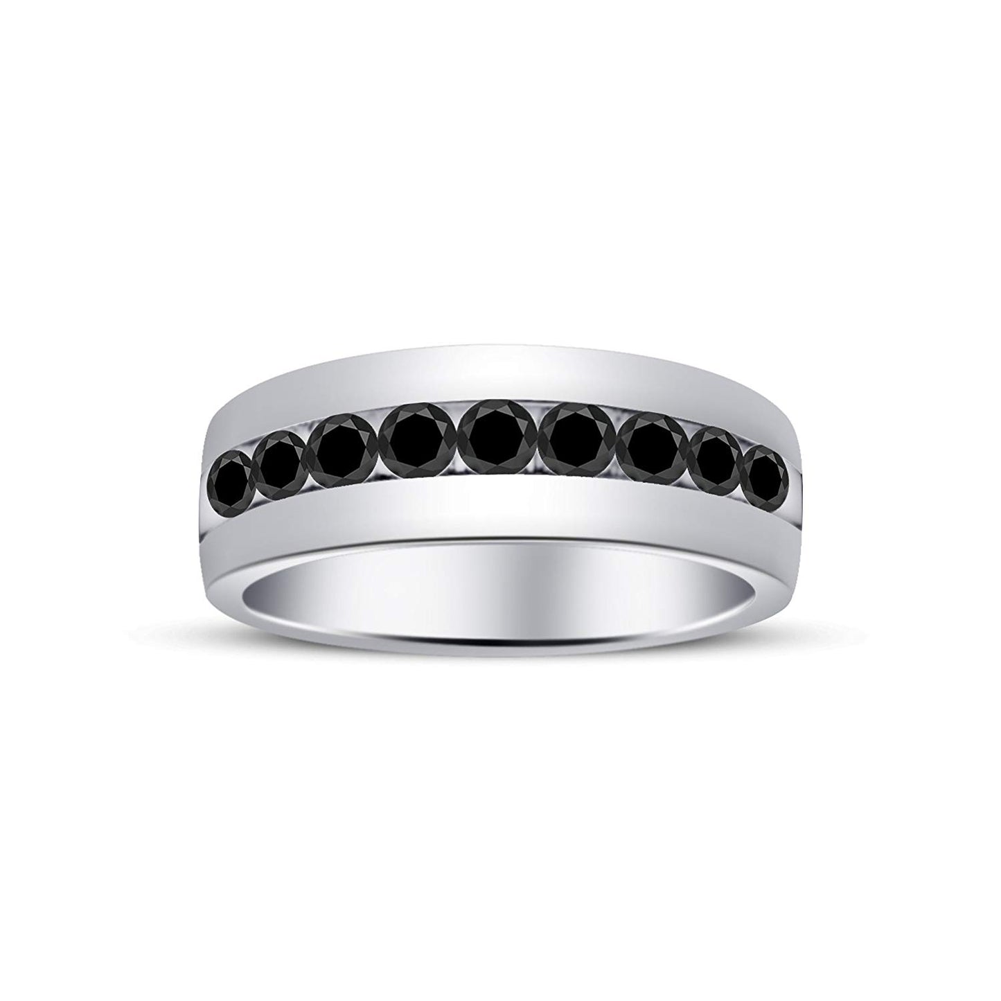 atjewels Round Cut Black CZ .925 Sterling Silver Wedding Band Ring For Women's and Girl's For Diwali Special - atjewels.in