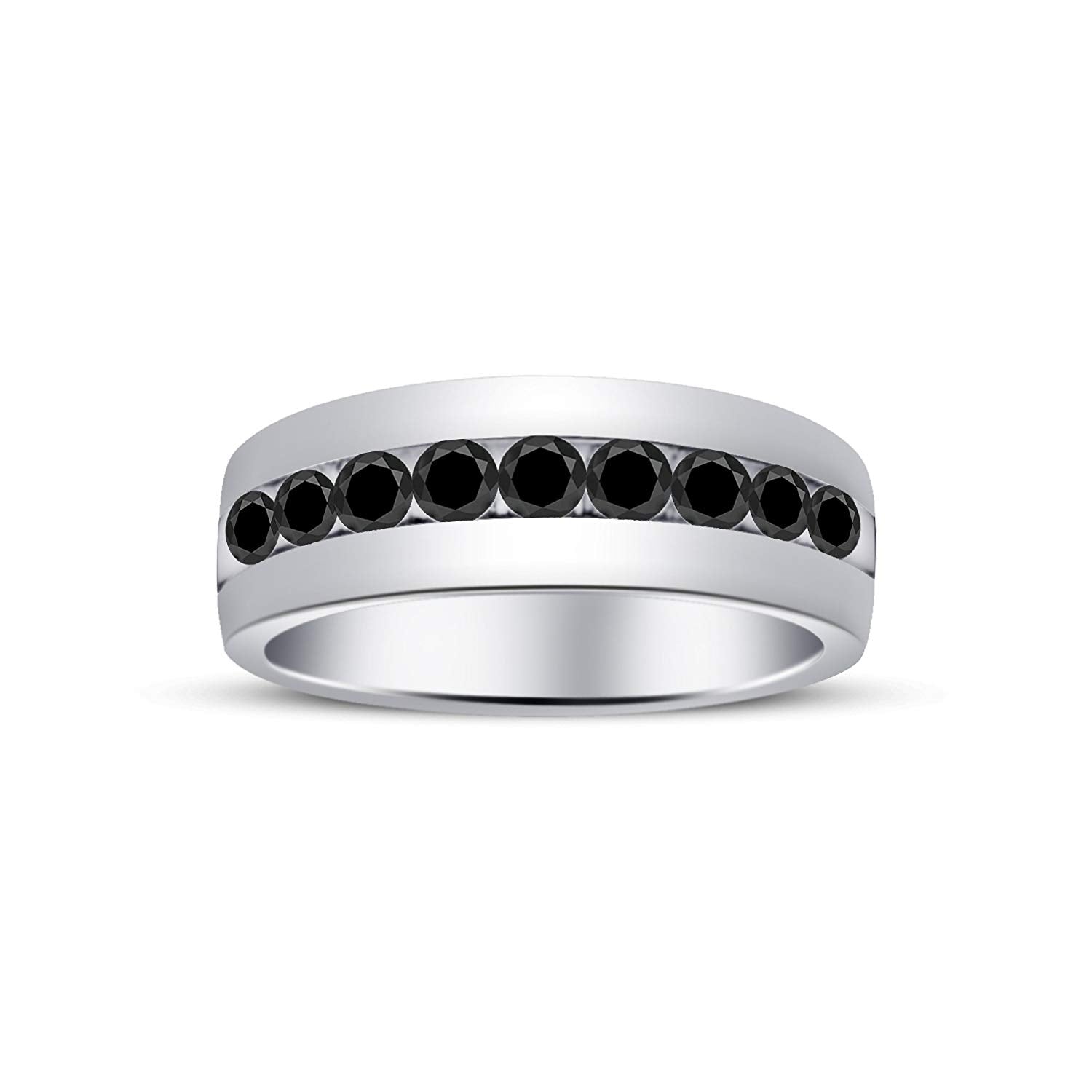 atjewels Round Cut Black CZ .925 Sterling Silver Wedding Band Ring For Women's and Girl's For Diwali Special - atjewels.in