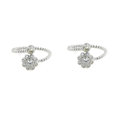 atjewels Round Cut White CZ .925 Sterling Silver Bypass ToeRing For Women and Girl - atjewels.in