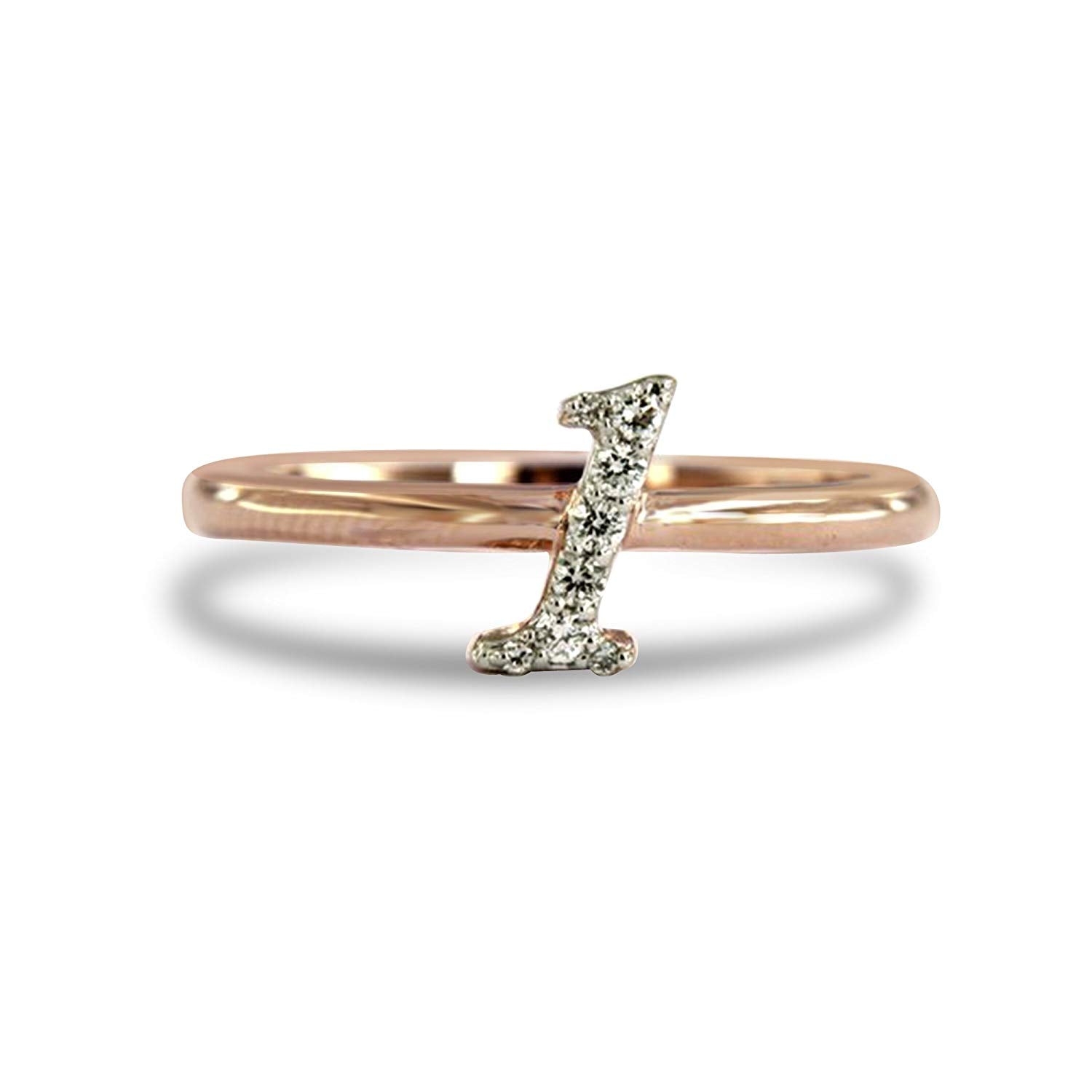 atjewels Number 1 Ring in 14K Rose Gold Over 925 Sterling Silver Round White Zirconia MOTHER'S DAY SPECIAL OFFER - atjewels.in