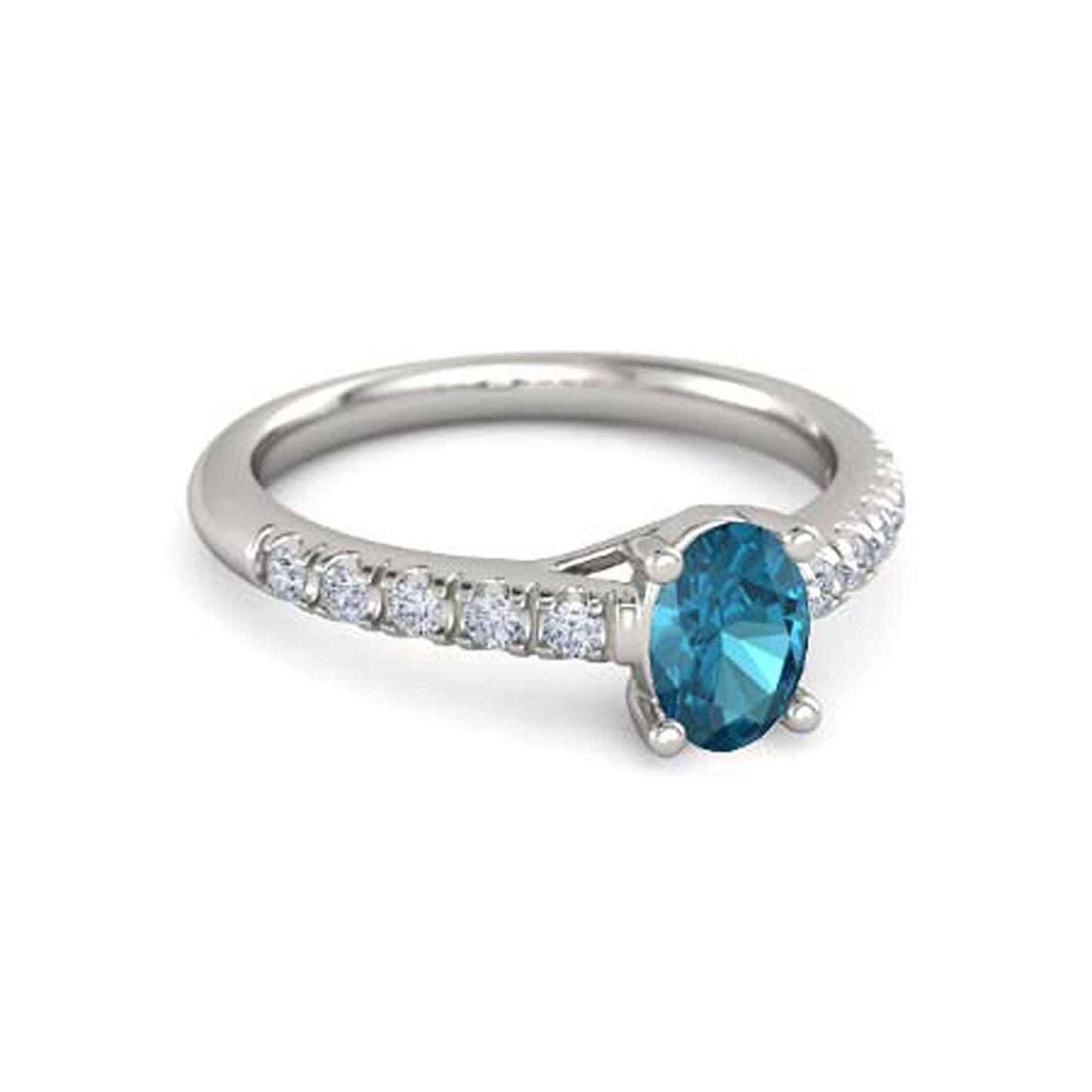 atjewels .925 Sterling Silver Oval Shape Blue Topaz Engagement/Wedding Ring Variation For Women's & Girl's - atjewels.in