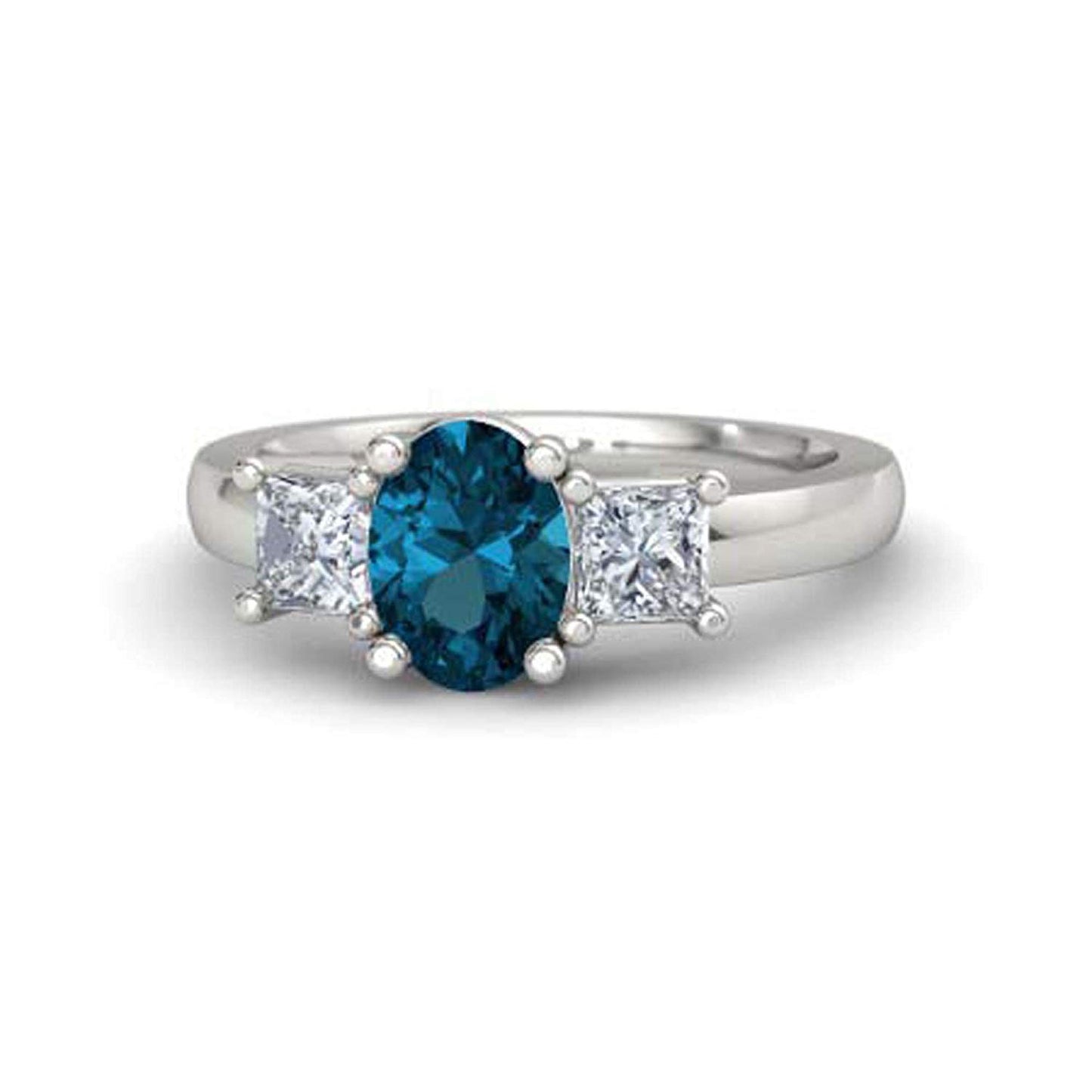 atjewels .925 Sterling Silver Oval Shape Blue Topaz Engagement/Wedding Ring Variation For Women's & Girl's - atjewels.in