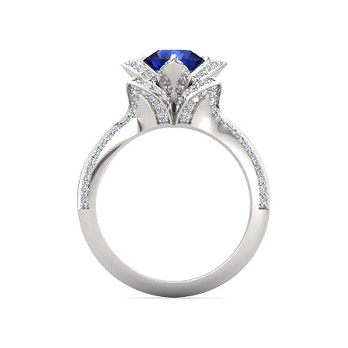 atjewels 925 Sterling Silver Round Cut Multi-Color Gemstone With White Czubic Zircon Lotus Ring For Women's MOTHER'S DAY SPECIAL OFFER - atjewels.in