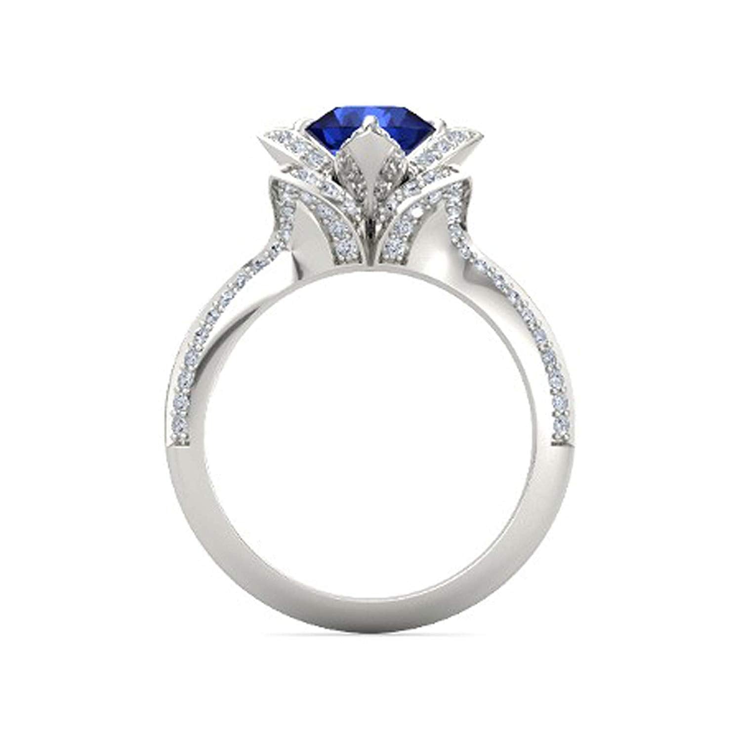 atjewels 925 Sterling Silver Round Cut Multi-Color Gemstone With White Czubic Zircon Lotus Ring For Women's MOTHER'S DAY SPECIAL OFFER - atjewels.in