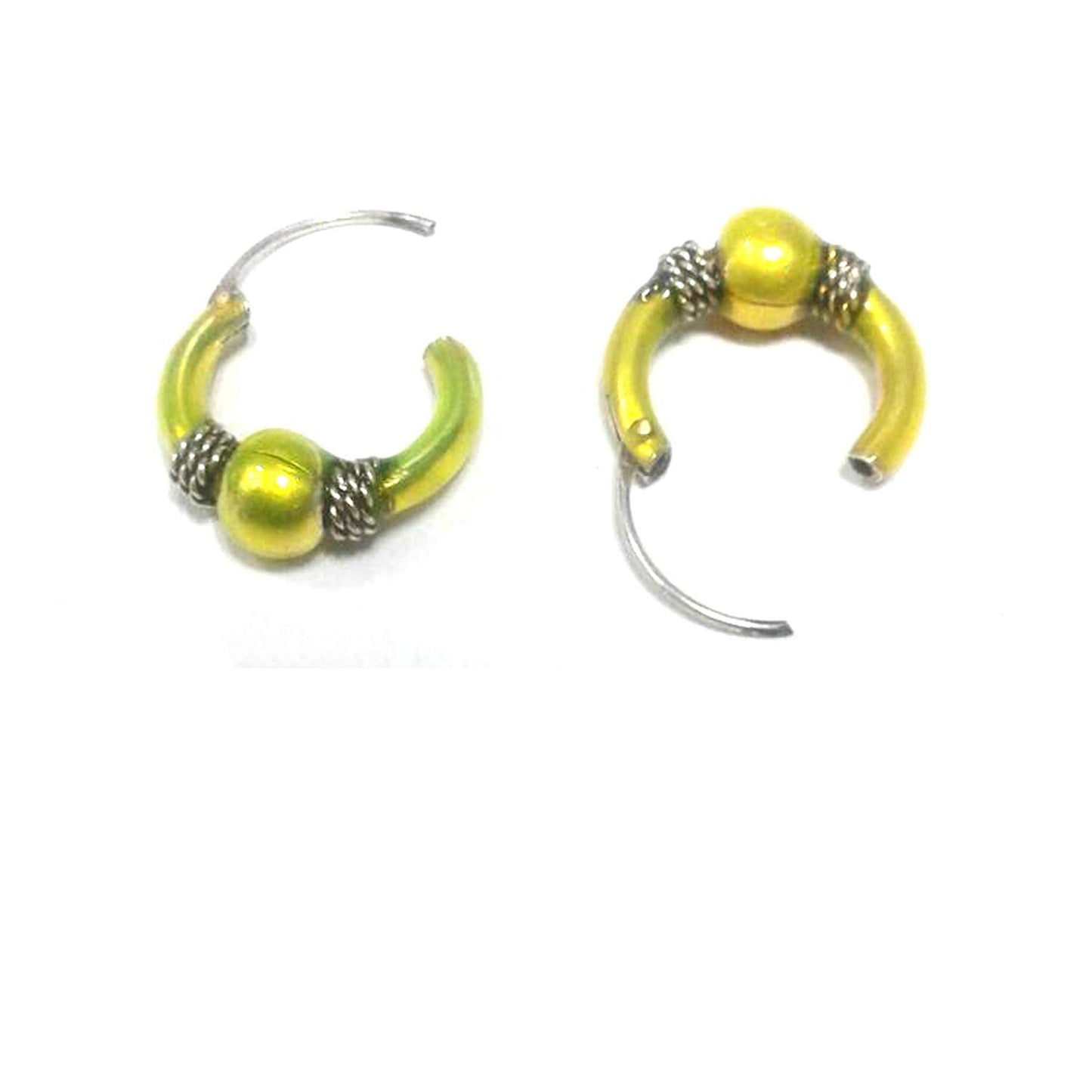 atjewels 925 Sterling Silver With Green Color Enamel Hoop Earrings For Kid's & Women's MOTHER'S DAY SPECIAL OFFER - atjewels.in