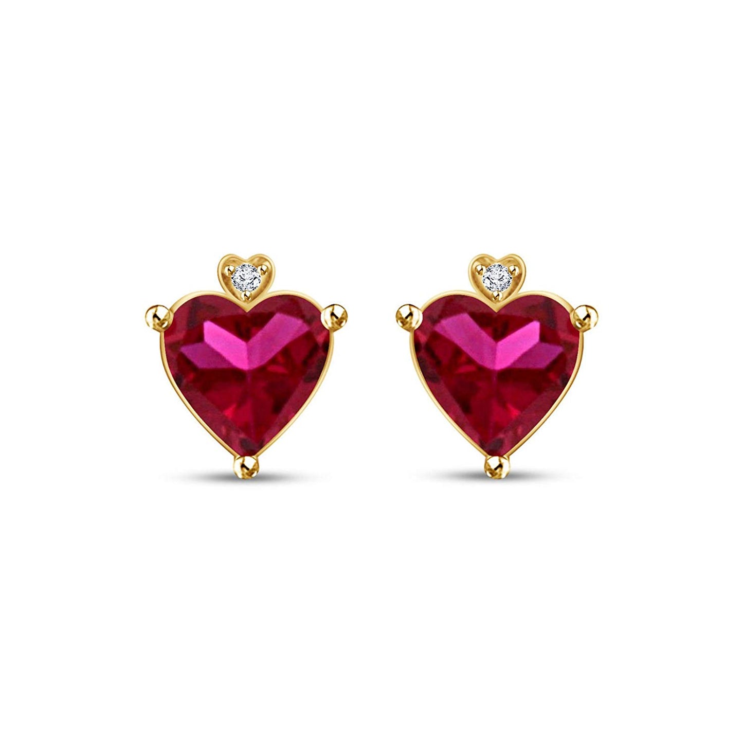 atjewels free earrings with White Gold Over 925 Silver Round Pink Sapphire & White CZ Micky Mouse Bridal Ring Set MOTHER'S DAY SPECIAL OFFER - atjewels.in