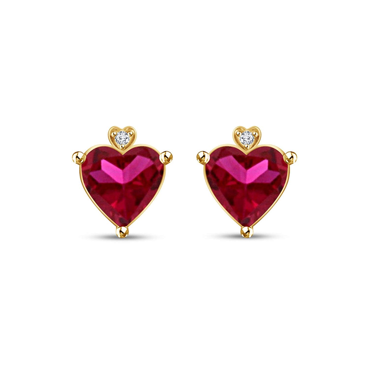 atjewels free earrings with White Gold Over 925 Silver Round Pink Sapphire & White CZ Micky Mouse Bridal Ring Set MOTHER'S DAY SPECIAL OFFER - atjewels.in