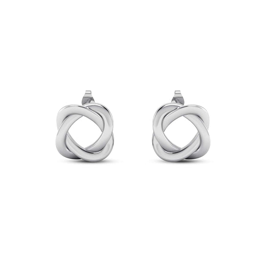 atjewels Love Knot Stud Earrings in 18k White Gold Plated on 925 Sterling Silver MOTHER'S DAY SPECIAL OFFER - atjewels.in