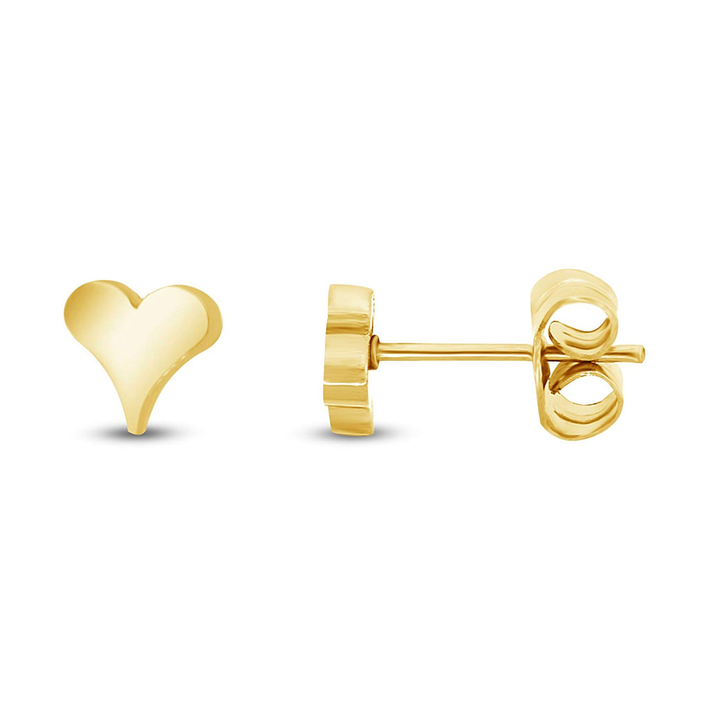 atjewels 14K Yellow Gold Over 925 Sterling Silver Heart Stud Earrings For Women's MOTHER'S DAY SPECIAL OFFER - atjewels.in