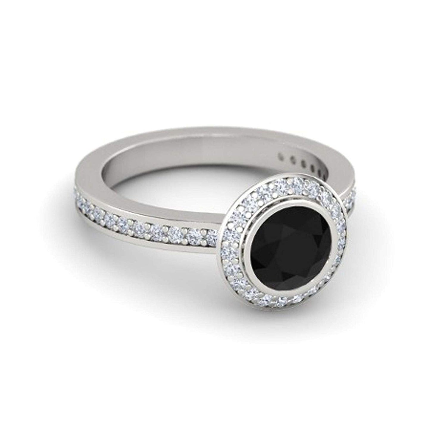 White Gold Plated on 925 Sterling Round Black and White CZ Disney Princess Ring For Women MOTHER'S DAY SPECIAL OFFER - atjewels.in